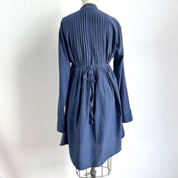 120% LINO Navy Silk-Cotton Y2K Tunic Dress - Picture 4 of 12